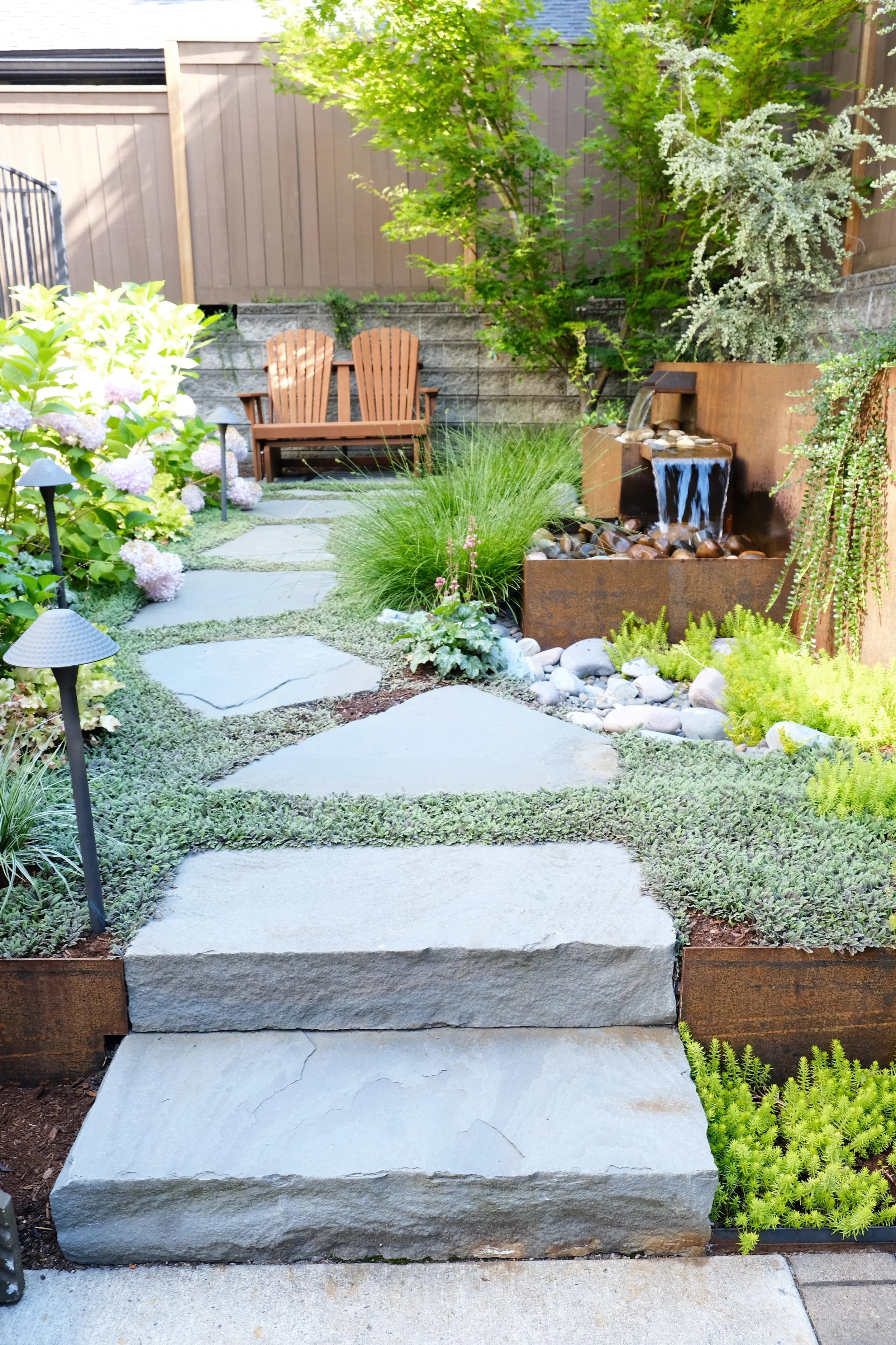 Portland sustainable landscape design  and construction installation outdoor spaces  Contractor experts Pacific Northwest Custom Water Feature Fountain Women-Owned BIPOC-Owned