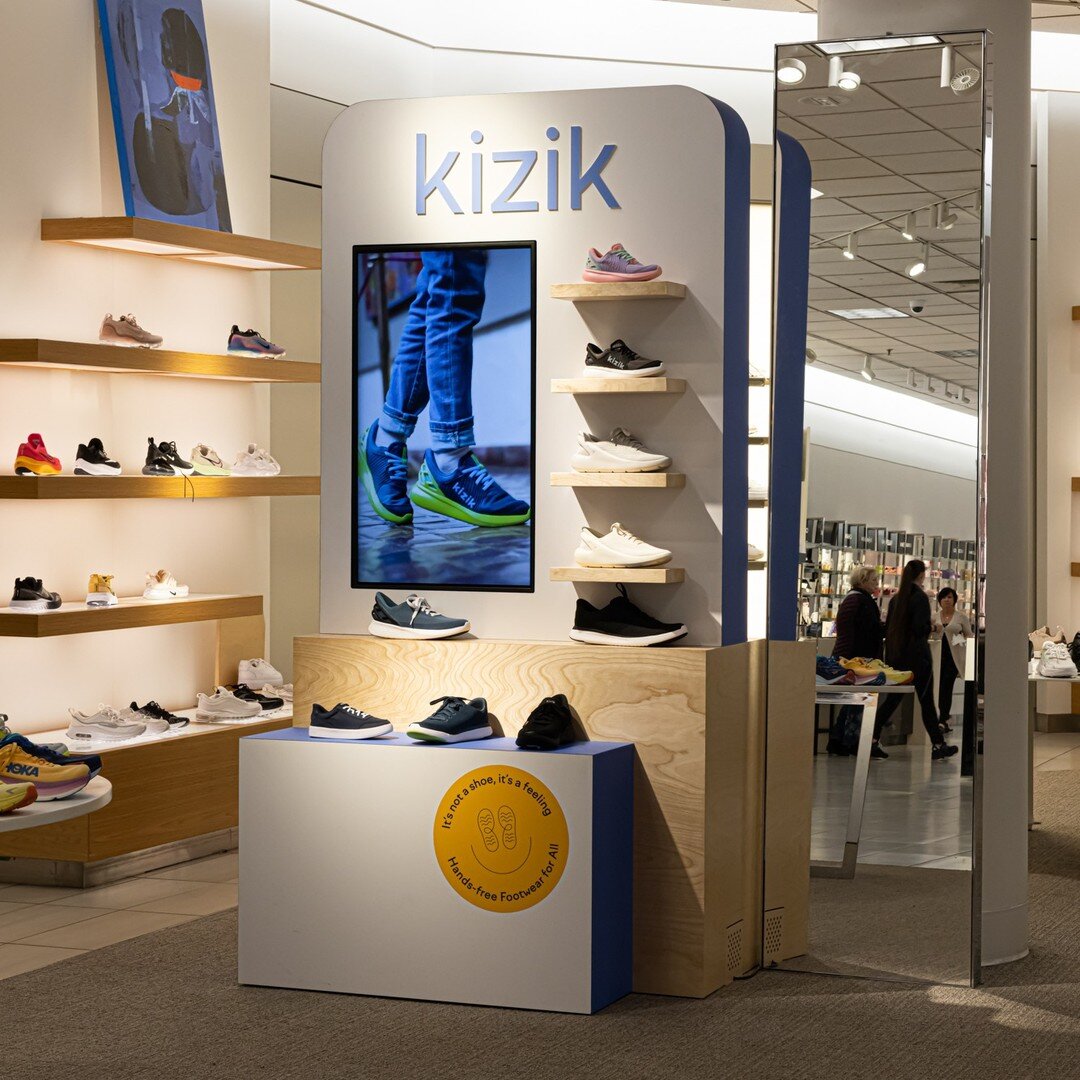 👟Check out the new @wearkizik shoe stand at @nordstrom ! Our team created these custom displays to showcase the features of the stylish slip on, no hands sneakers. We are excited to help introduce the Kizik to the Nordstrom brand in stores nationwid
