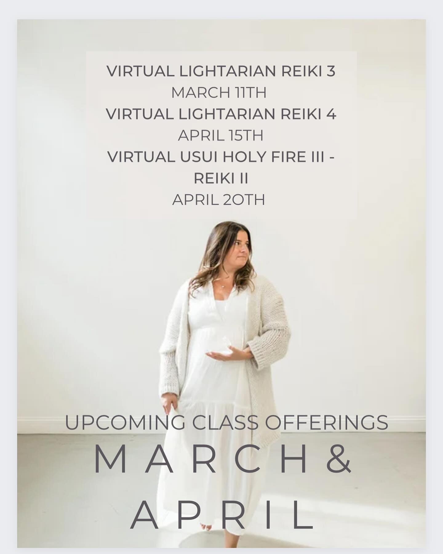 Upcoming classes! 

#reiki #lightarianreiki #virtualreikitraining