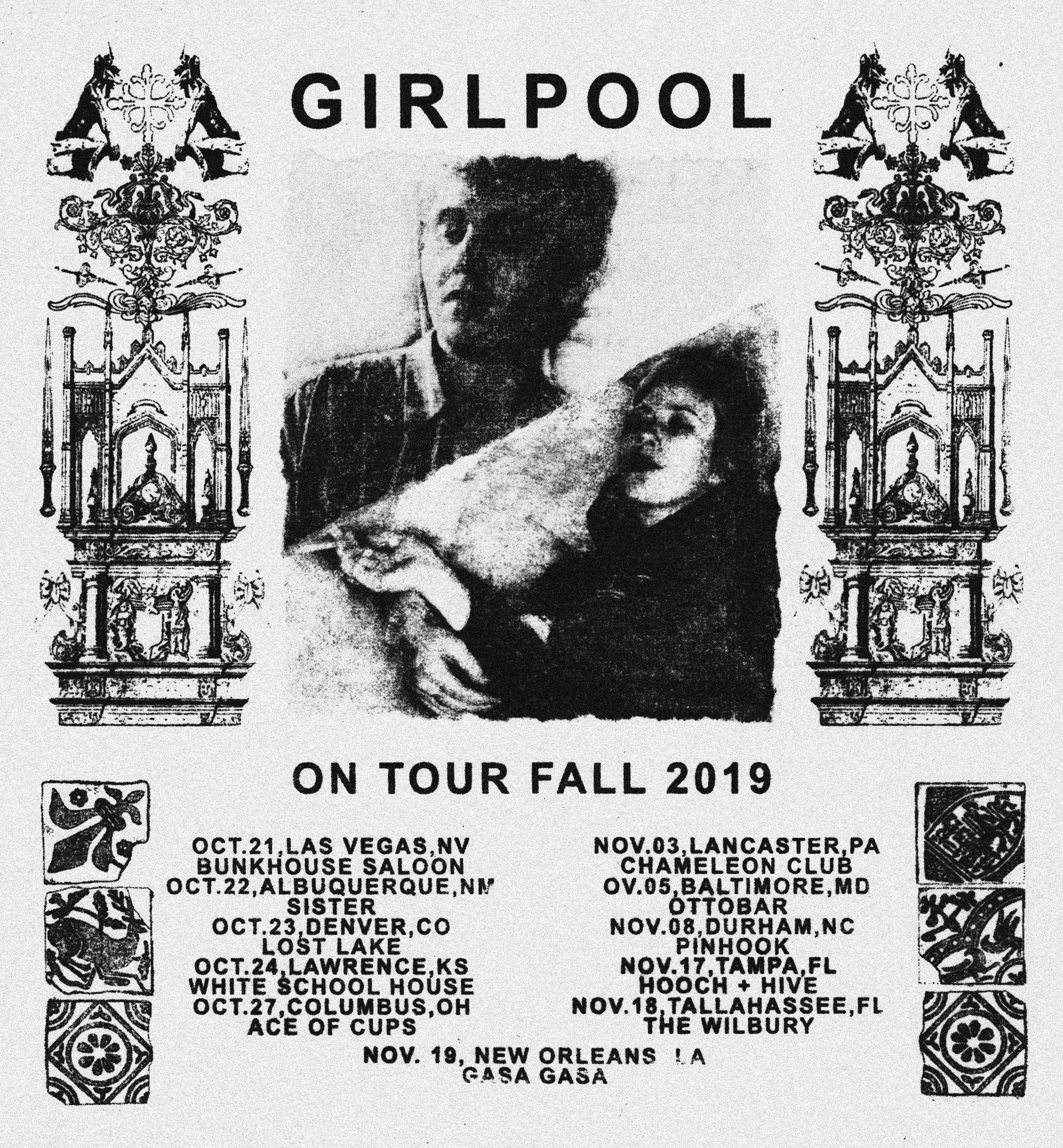 Tour flier for Wichita Recordings'  Girlpool- Fall 2019 tour for the album "What Chaos Is Imaginary" (April 2019)