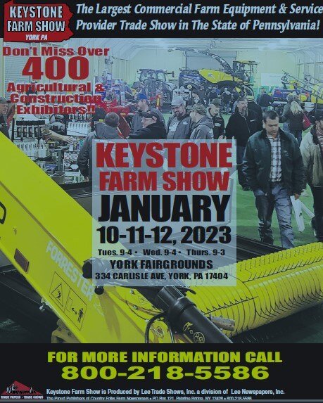 Willard Agri-Service will be at the  Keystone Farm Show again for 2023!
Visit us at booth 411 January 10-12 at the York fairgrounds! 
See you there!  #keystonefarmshow