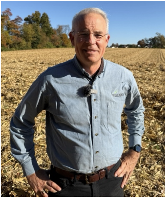 Mike Twining in a field of harvested corn