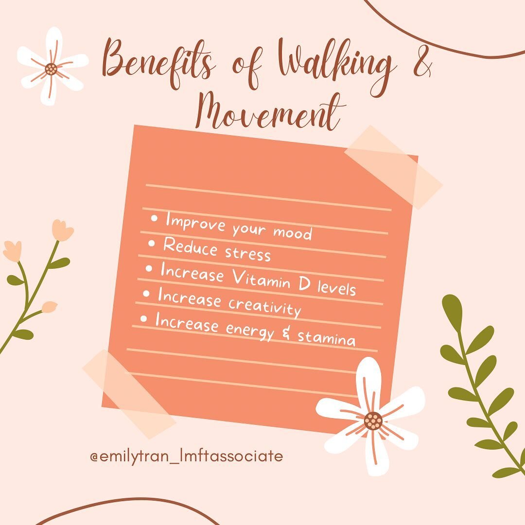 Here are just a few benefits of walking and moving! What have you noticed to be different or enhanced after a walk or engaging in movement like stretching?