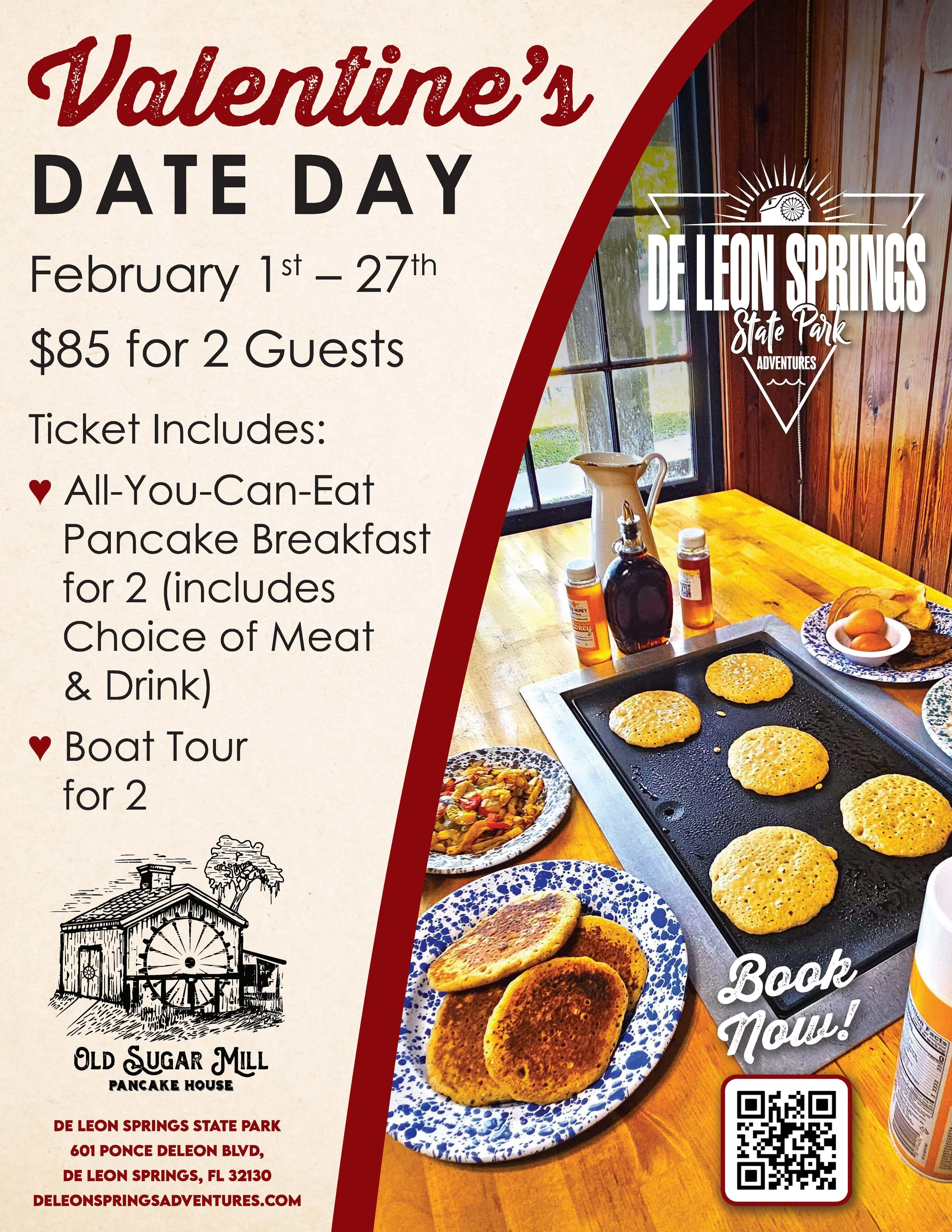 Valentine’s Pancakes &amp; River Cruise at DeLeon Springs