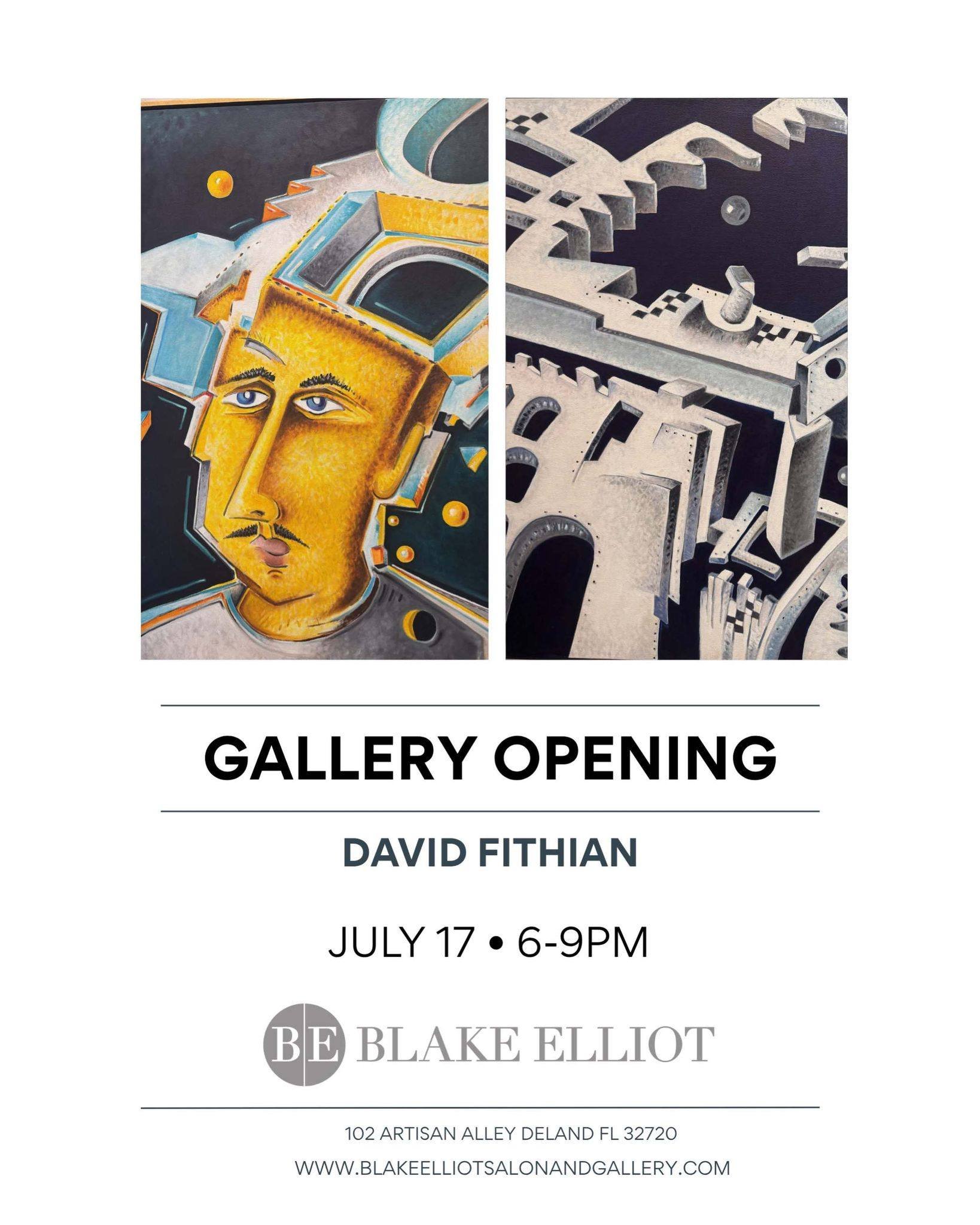 Tomorrow night @blakeelliotsalonandgallery is hosting a gallery opening dedicated to the artwork of the late David Fithian! 

Come celebrate the life, fearless creativity, and legacy of a beloved West Volusia artist and curator.

#visitwestvolusia #O