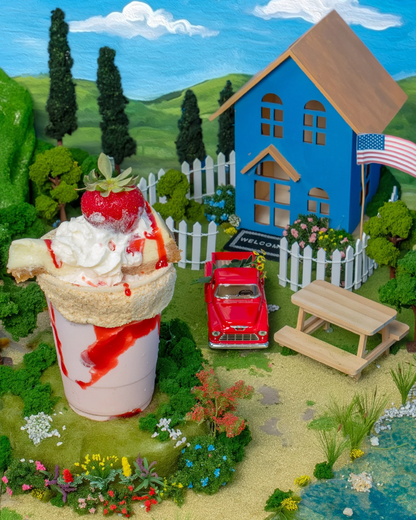 Wisconsin may be famous for its cheeseheads, but the Dairyland Strawberry Dream at Berryville proves they take their desserts just as seriously! This rich strawberry cheesecake milkshake is an absolute showstopper, brilliantly crowned with a massive 