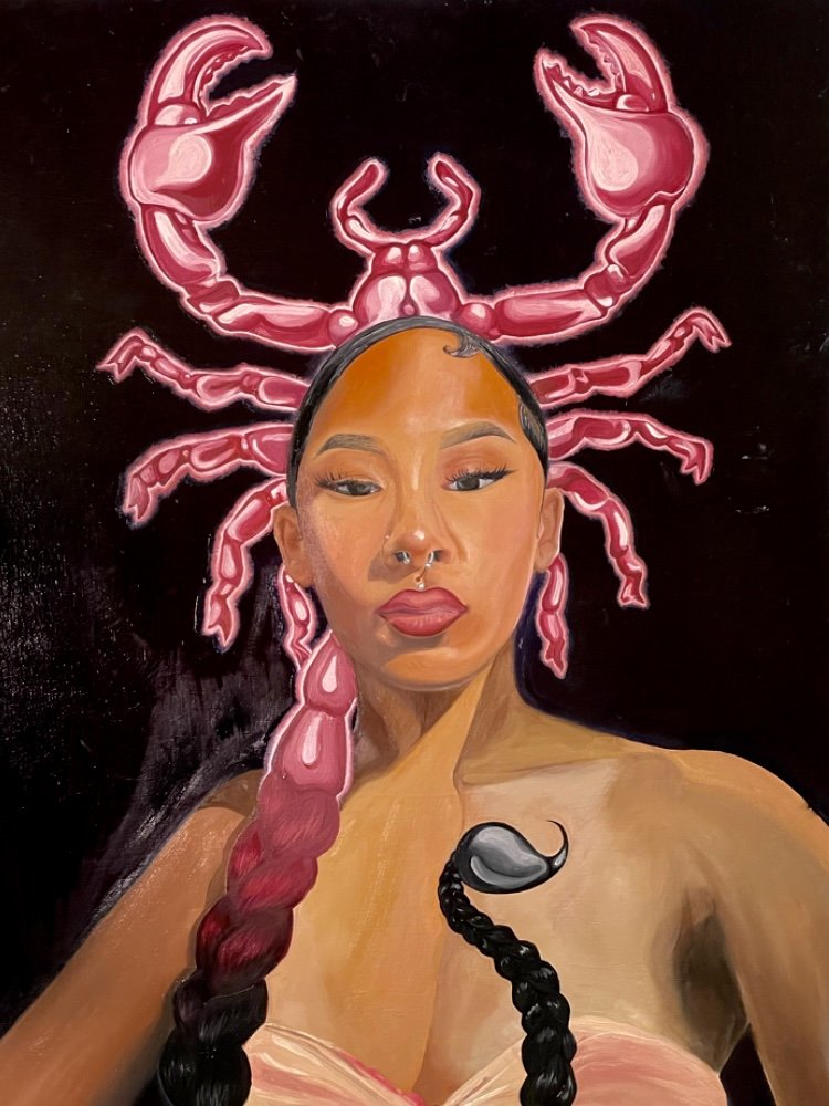 "scorpio sun (self portrait)" / oil on canvas / 18in. x 24in. / 2022