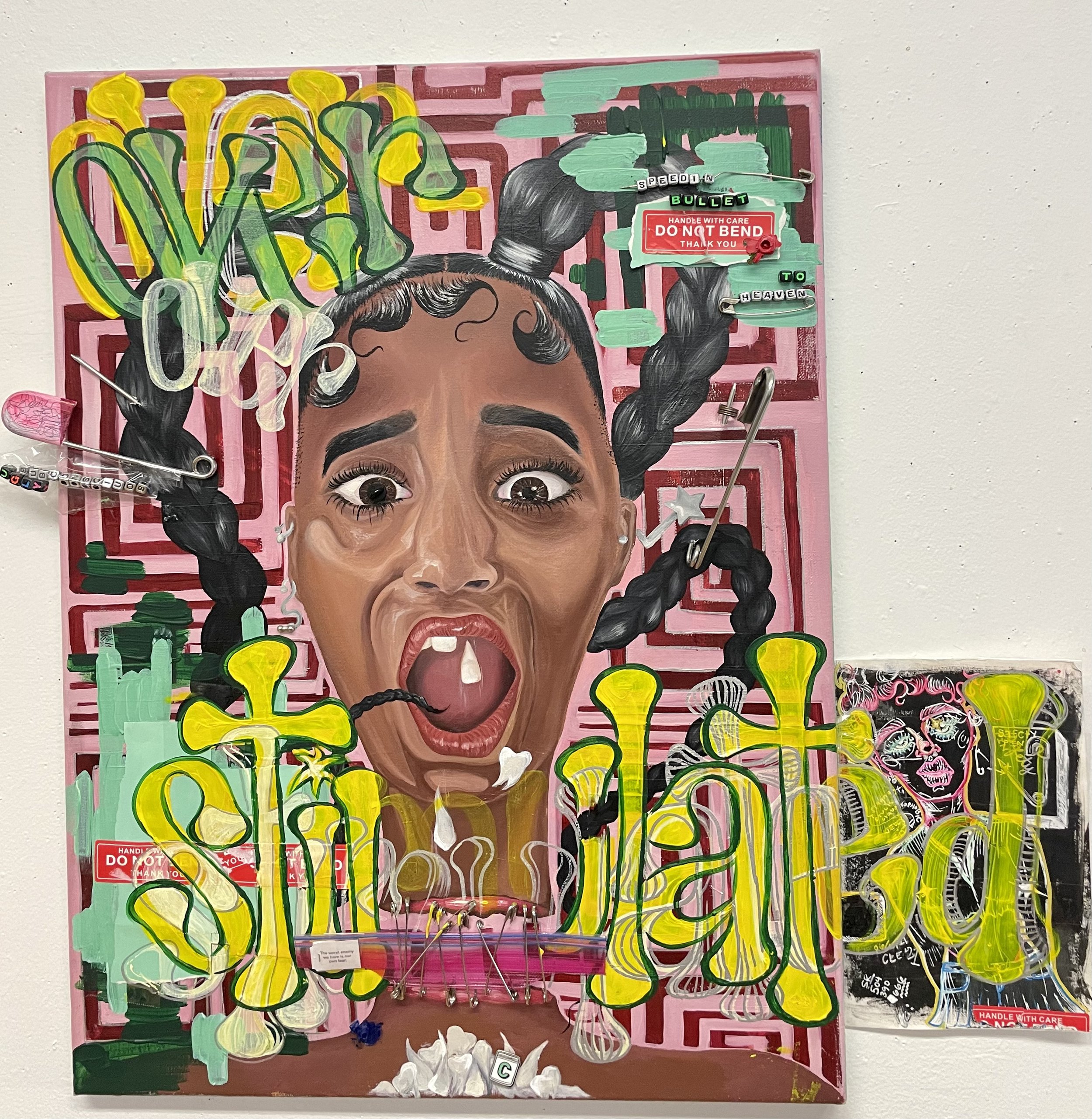 "overstimulated" / mixed media on canvas / 18in. x 24in. / 2022