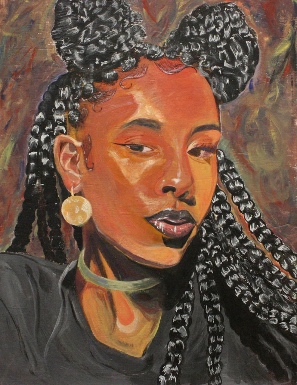 "golden girl (self portrait)" / acrylic on wood / 2018