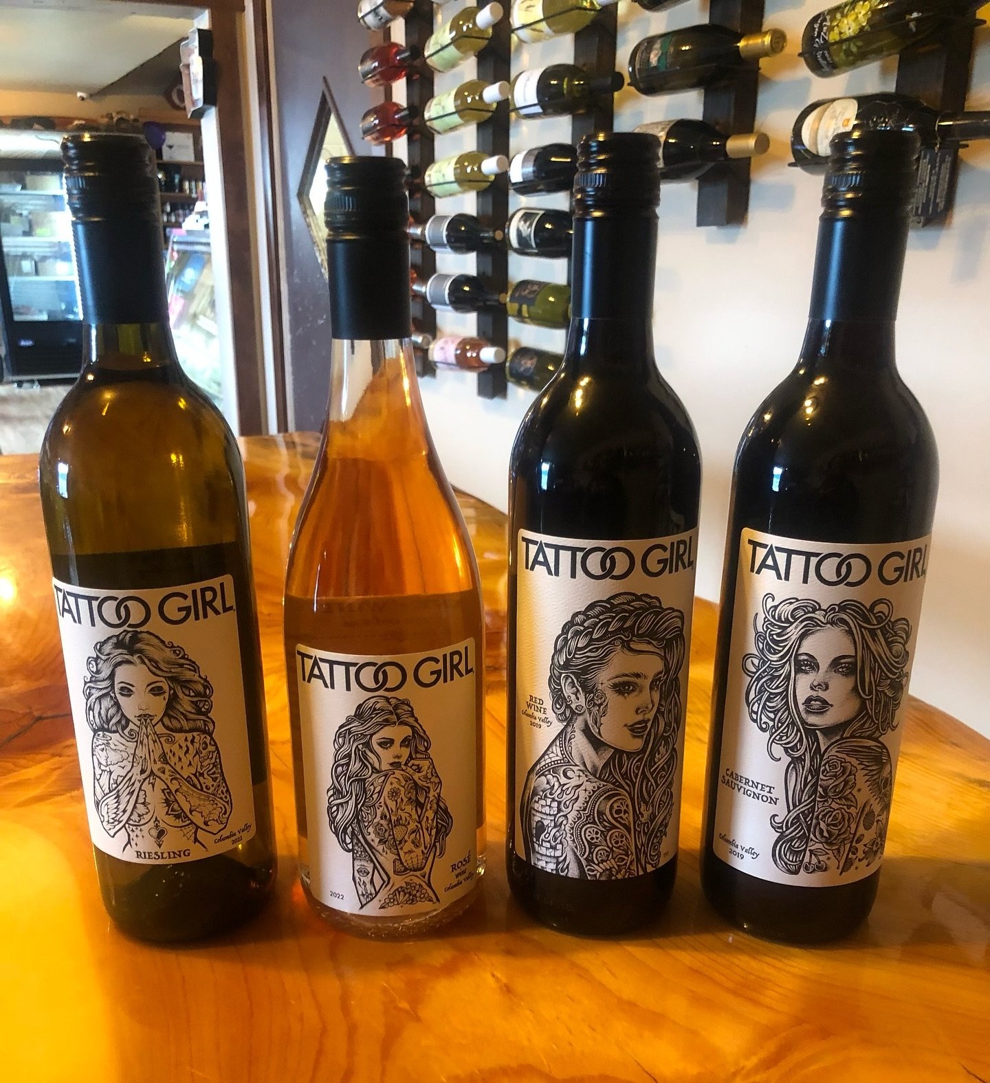 You know her . . . you love her . . . that&rsquo;s right y&rsquo;all, it&rsquo;s Tattoo Girl night this week at #winewednesday🍷 With a white, rose, and two reds, we know you will find a favorite in this lineup! See you on Wednesday in the wine room 