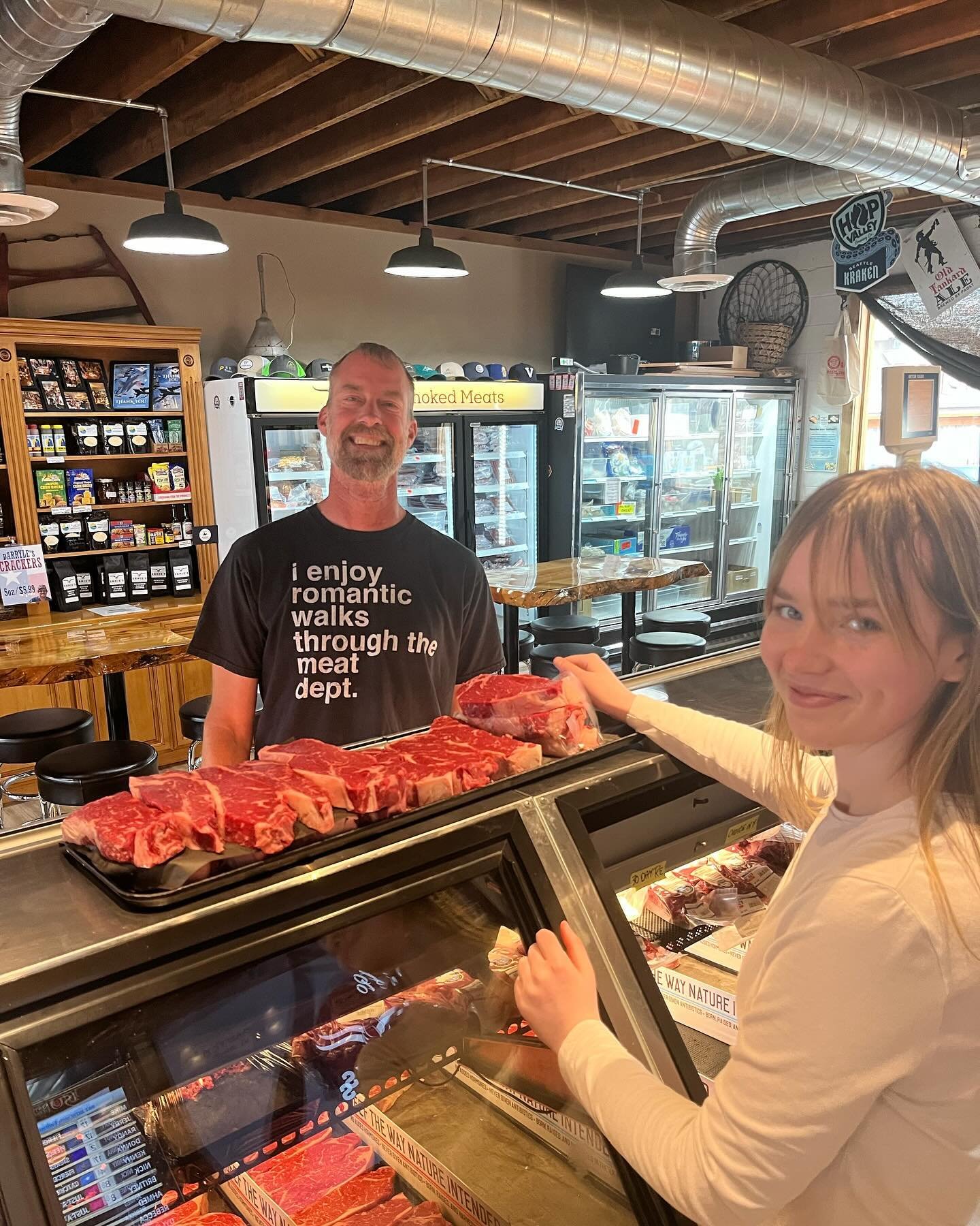 The perfect shirt doesn&rsquo;t exis- . . . . oh wait🤪🥩 Brisket will be off the smoker and ready to go at 4pm today. Head on down and pick some up - guaranteed to walk out of here with as big of a smile as our friend here! #erniesqualitymeatsandwin
