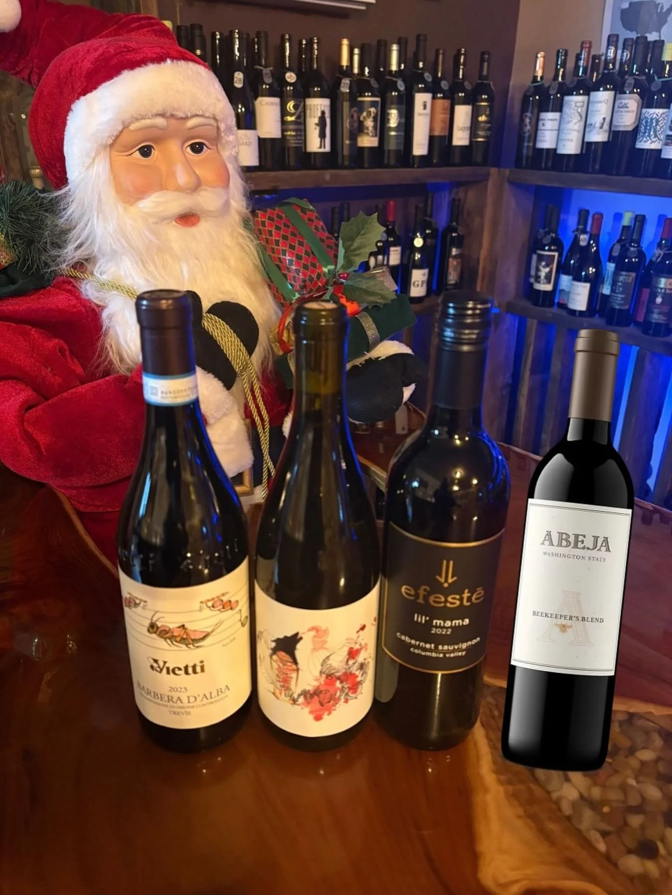 🎄Wine Wednesday lineup!🎄

Santa stopped by the wine room early to help us show off this week&rsquo;s incredible lineup! Join us from 4&ndash;7pm to taste:

@vietti_winery Barbera d&rsquo;Alba Trev&igrave;e 2023
@hoquetuseine Cabernet Franc Amphora
