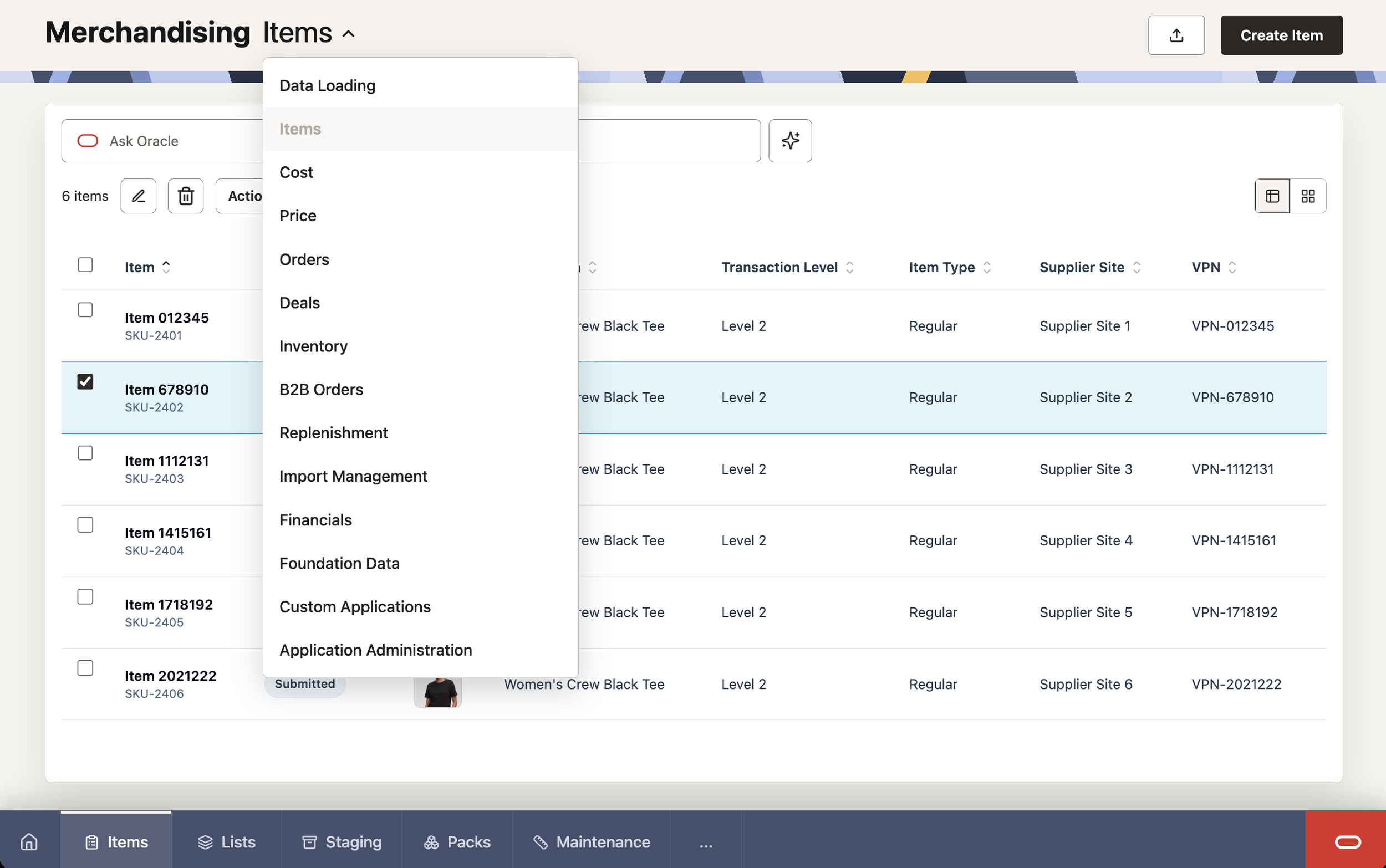 Item Management Menu