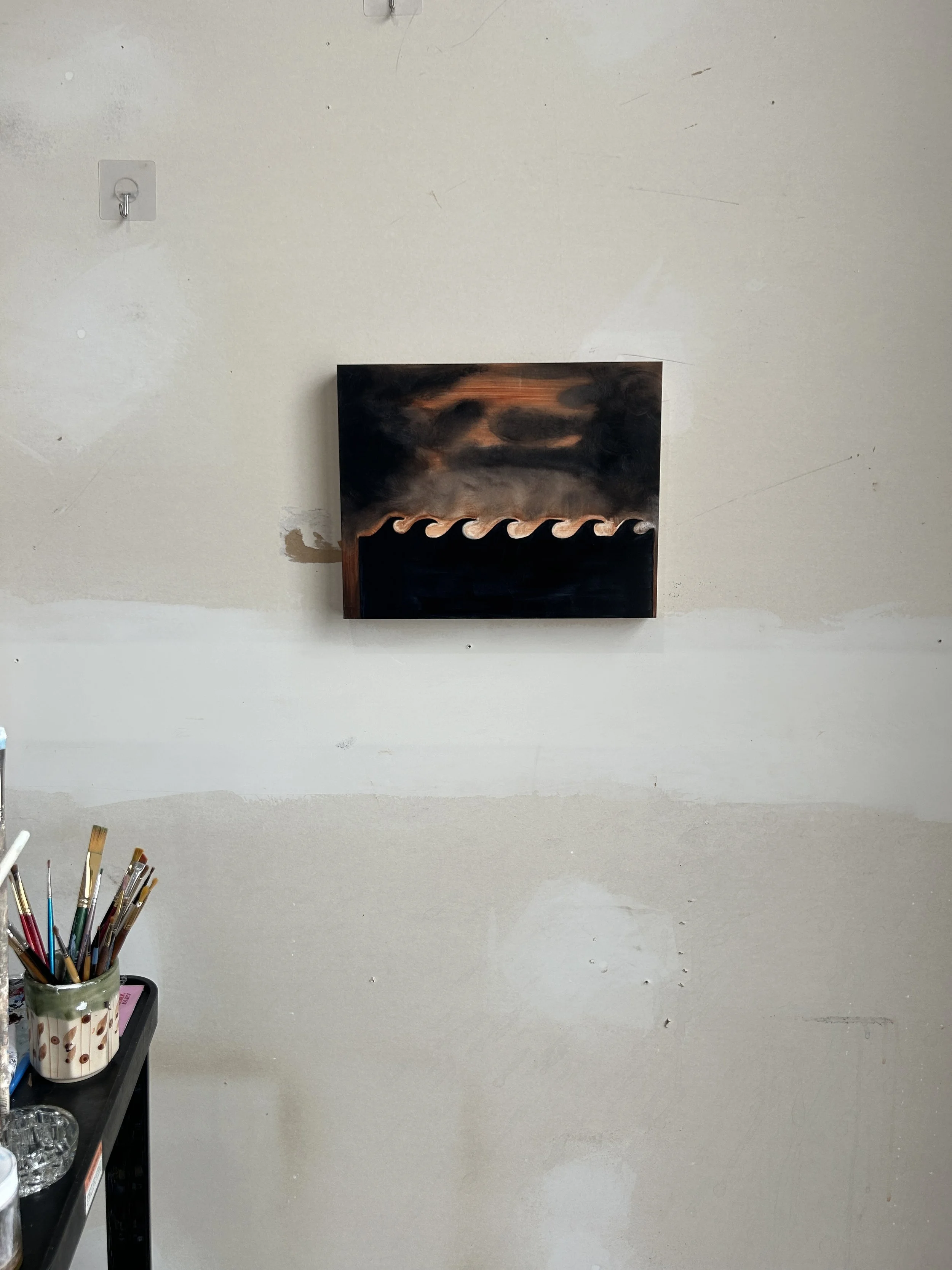 Turbulent Waves, Oil on wood