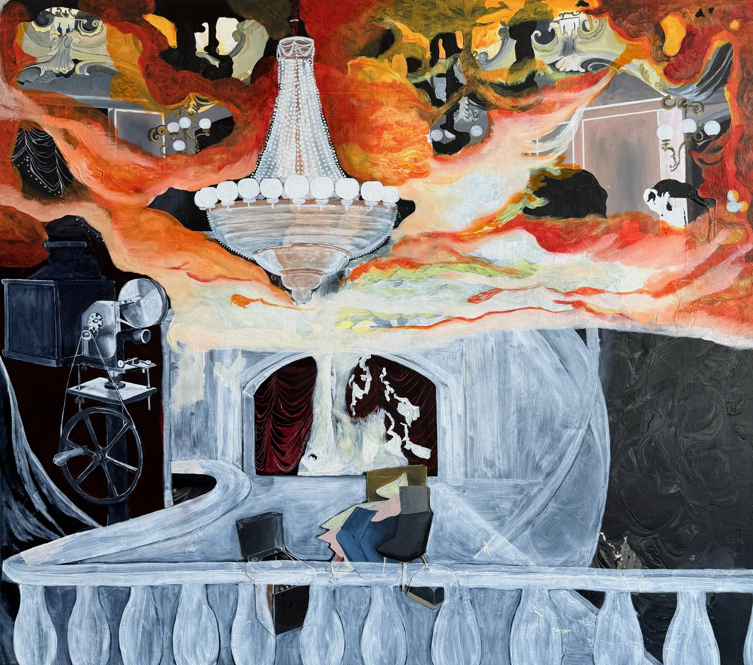 The Old Dark House, Oil on wood, Work in progress