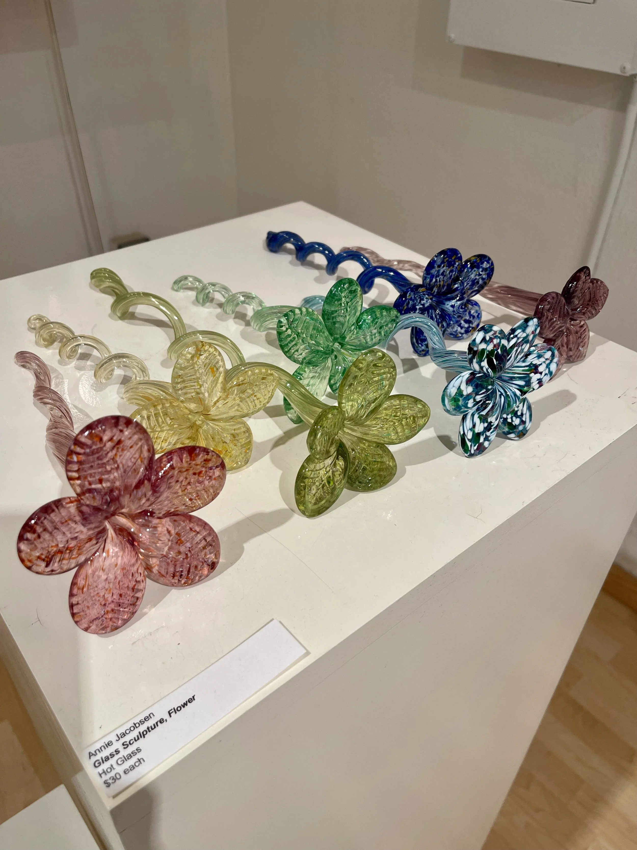 Glass Flowers  $30 Each   Artist: Annie Jacobsen