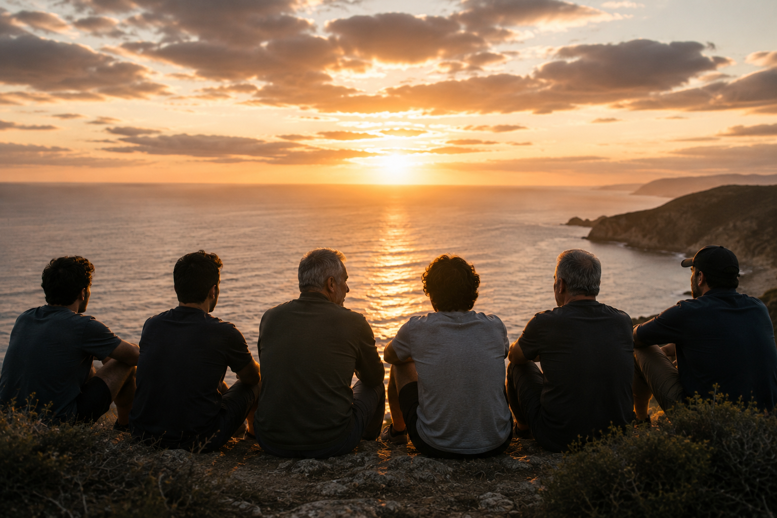 men looking over the ocean