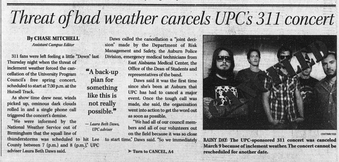 Plainsman article on cancelling 311 show