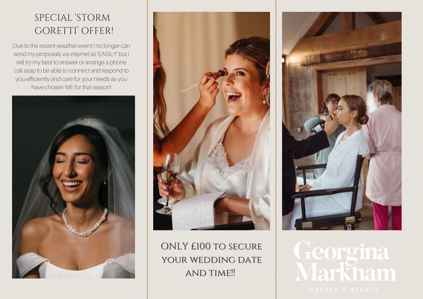 ✨SPECIAL OFFER✨
Lets NOT let a a storm get in the way to securing your dream supplier this weekend 10th-13th for only &pound;100! And don&rsquo;t worry about the rest till 8 weeks before your wedding date and time!

*Due to the recent weather event I