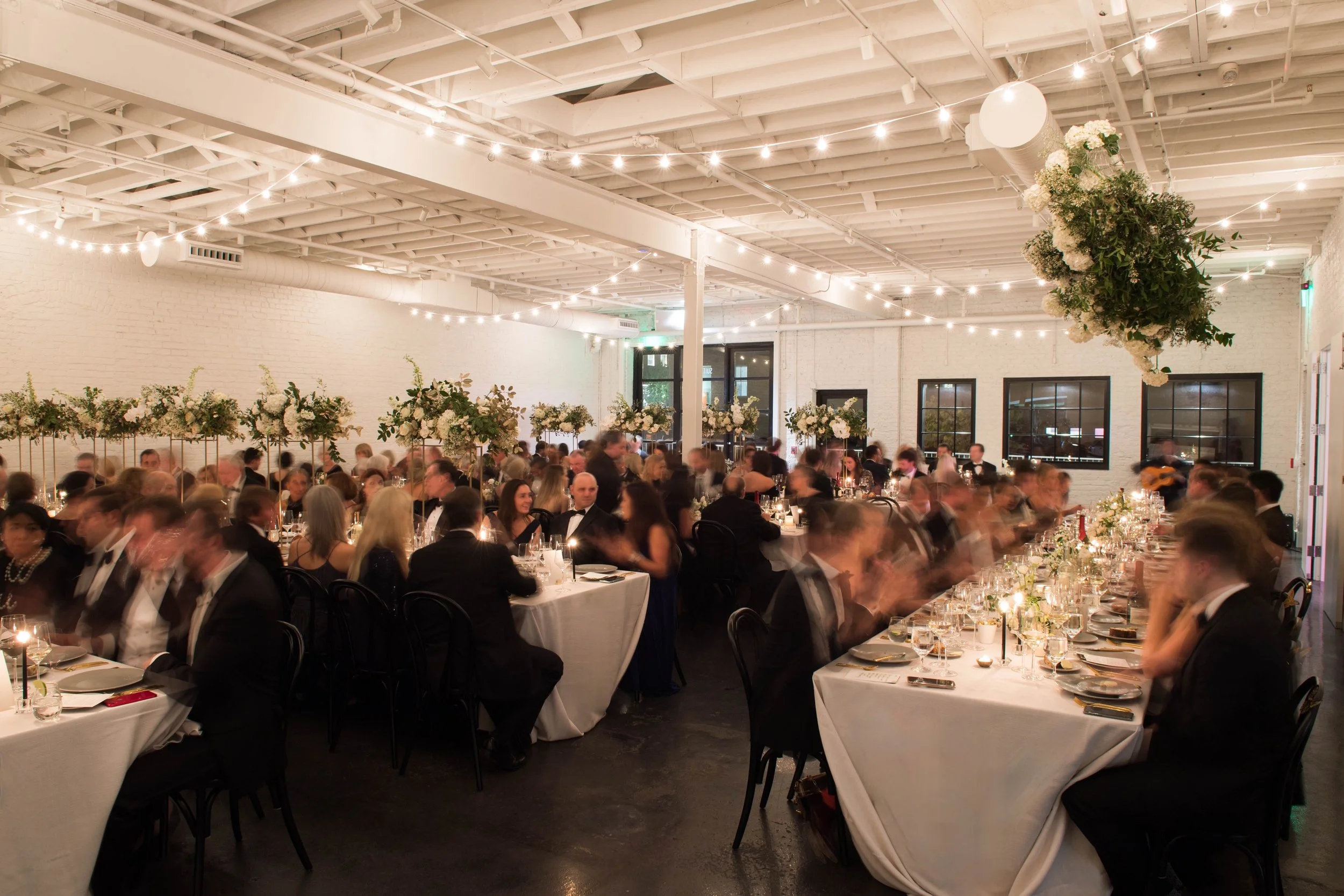 classic, modern, and chic black tie candlelit wedding reception in Raleigh, North Carolina.
