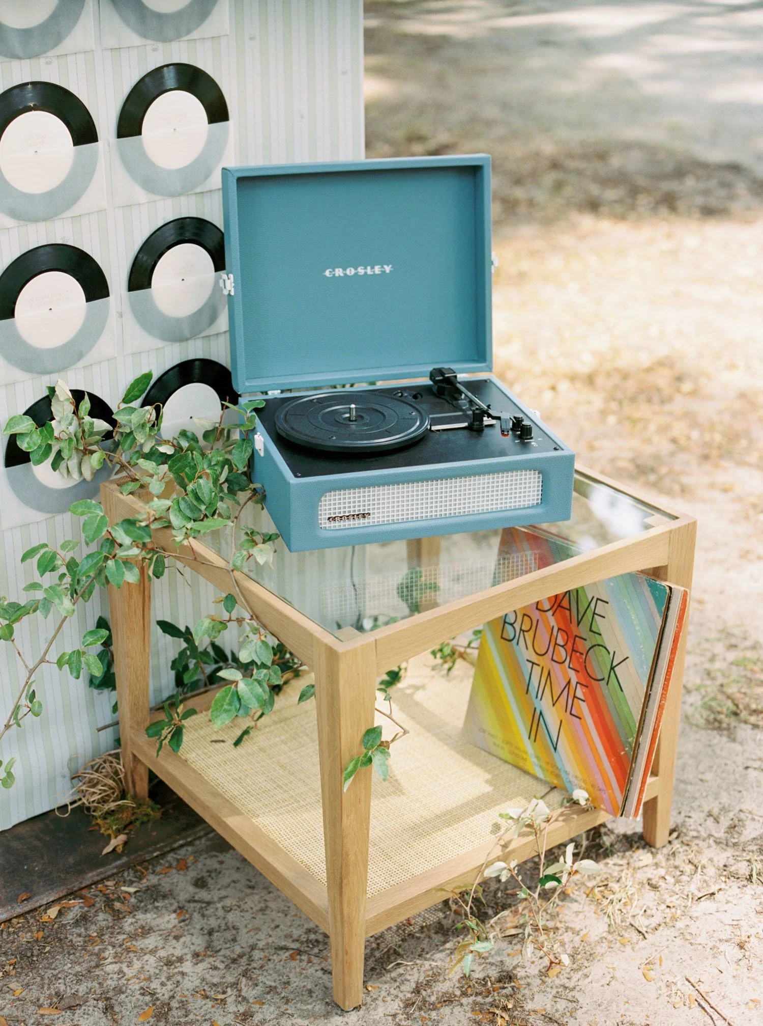 seating chart crafted as a custom record display for music-loving couple in kiawah River SC with crosby record player