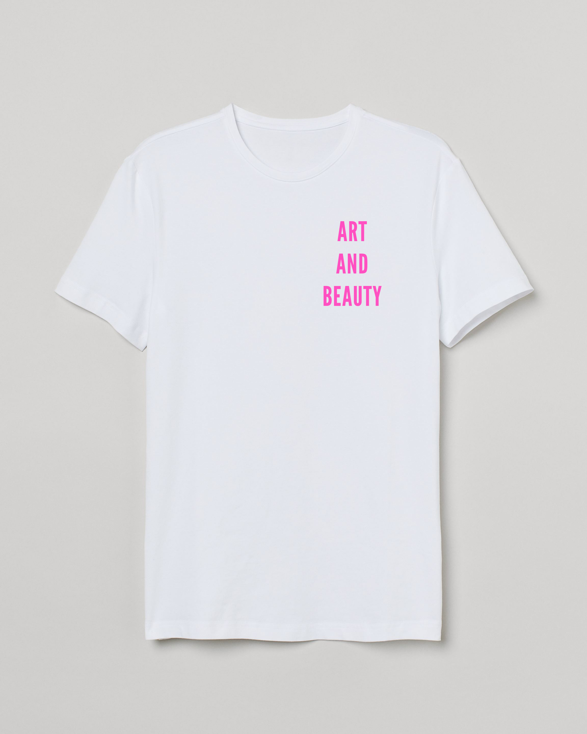 Art and Beauty T-Shirt - White & Neon Pink