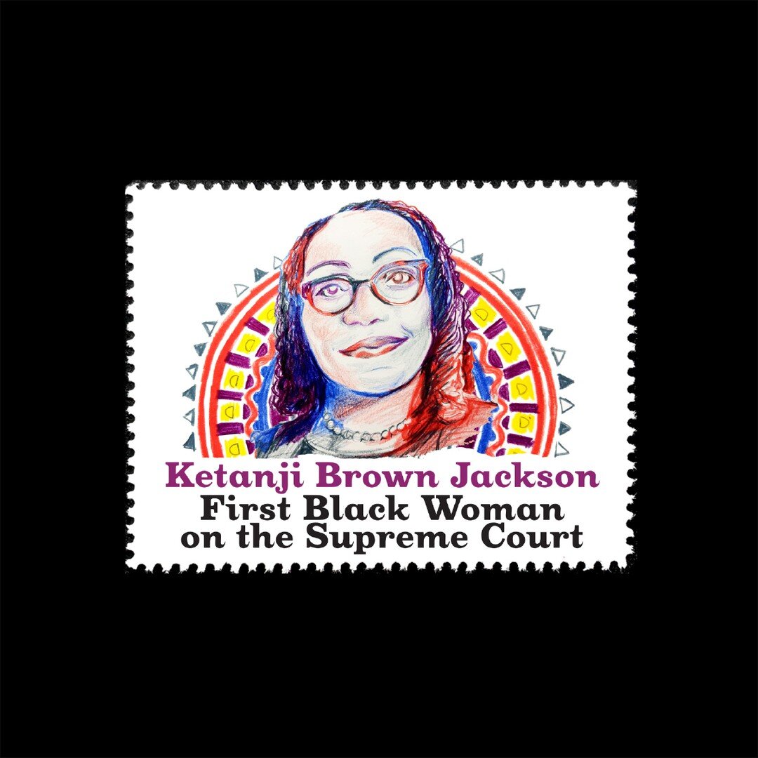 Name: Ketanji Brown Jackson

Date of Issue: June 30, 2022

Method: colored pencil; digital

Medium: white paper; color laser printing

Dimensions: 1.5&quot; X 2&quot; | Perf 11&frac12;

#SelvageArchive
#Artistamp
#FauxPostage
#Fauxstage
#CinderellaSt