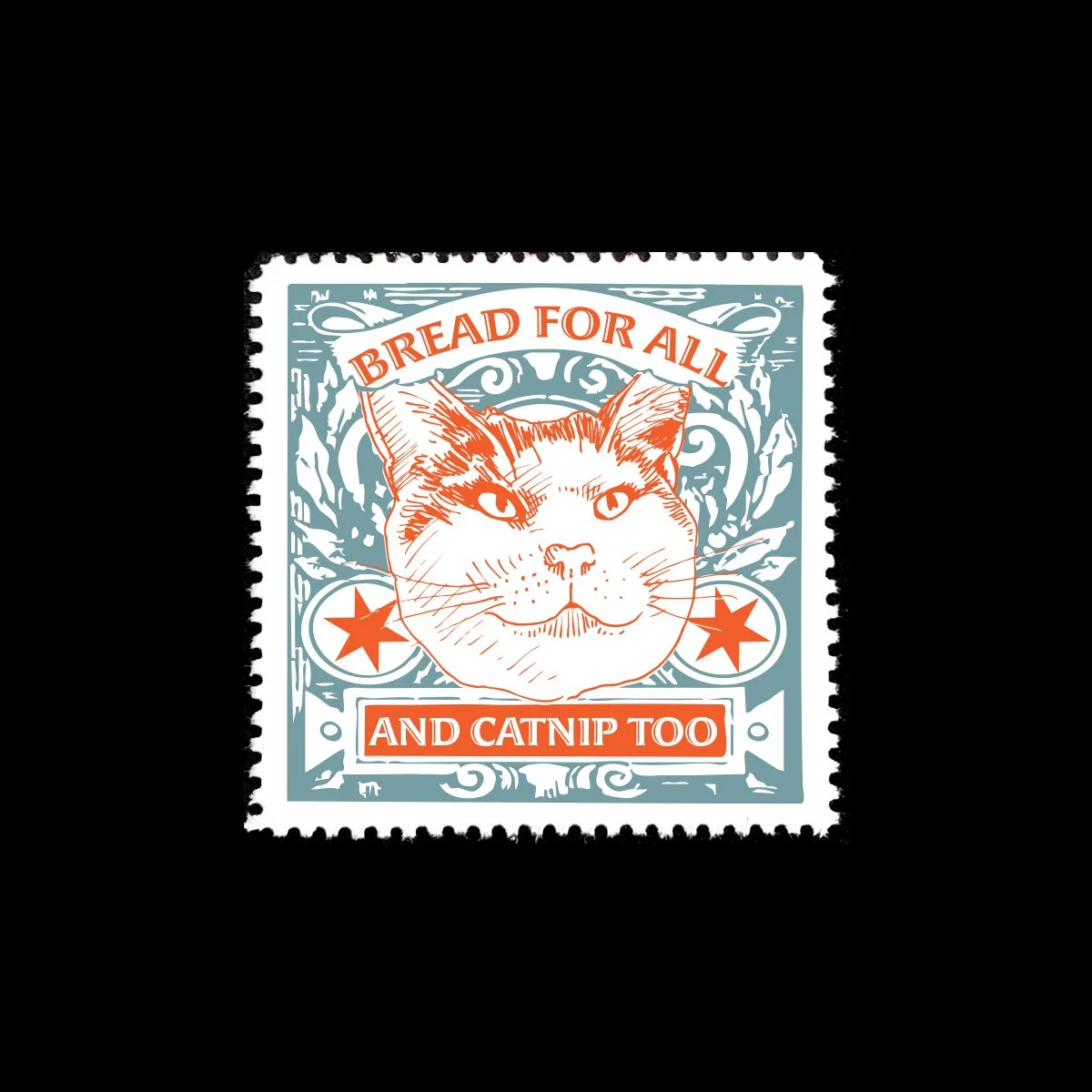 Name: Pasha

Date of Issue: November 18, 2025

Method: ink, digital

Medium: white paper; color laser printing

Dimensions: 1.5" X 1.5" | Perf 11&frac12;

#SelvageArchive
#Artistamp
#FauxPostage
#Fauxstage
#CinderellaStamp
#CustomCatArtista