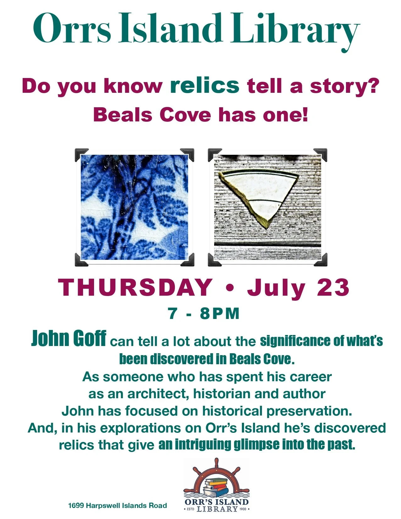 John Goff – “Beals Cove China &amp; Pottery Recent Finds" 