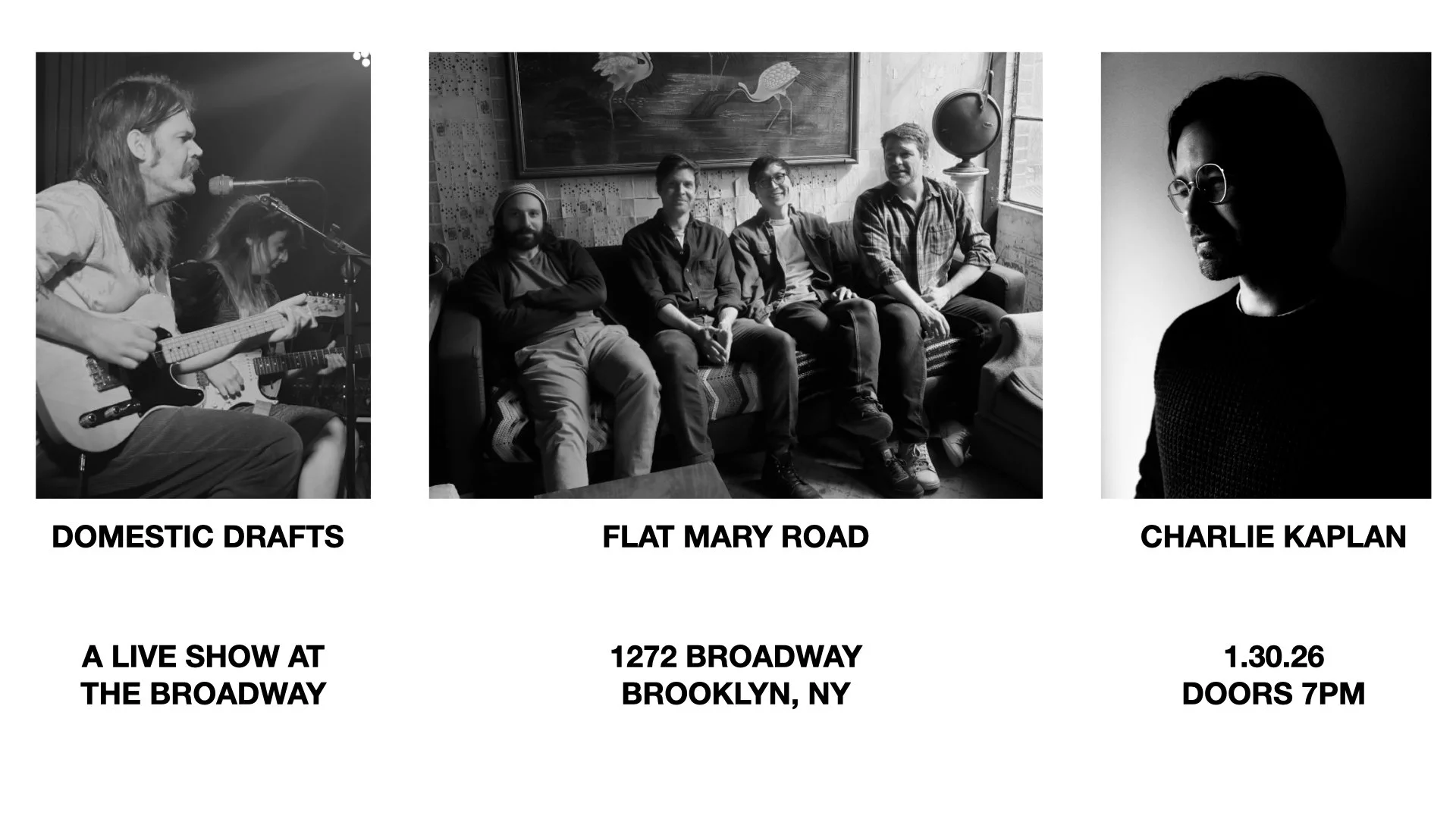 Domestic Drafts w/ Charlie Kaplan + Flat Mary Road