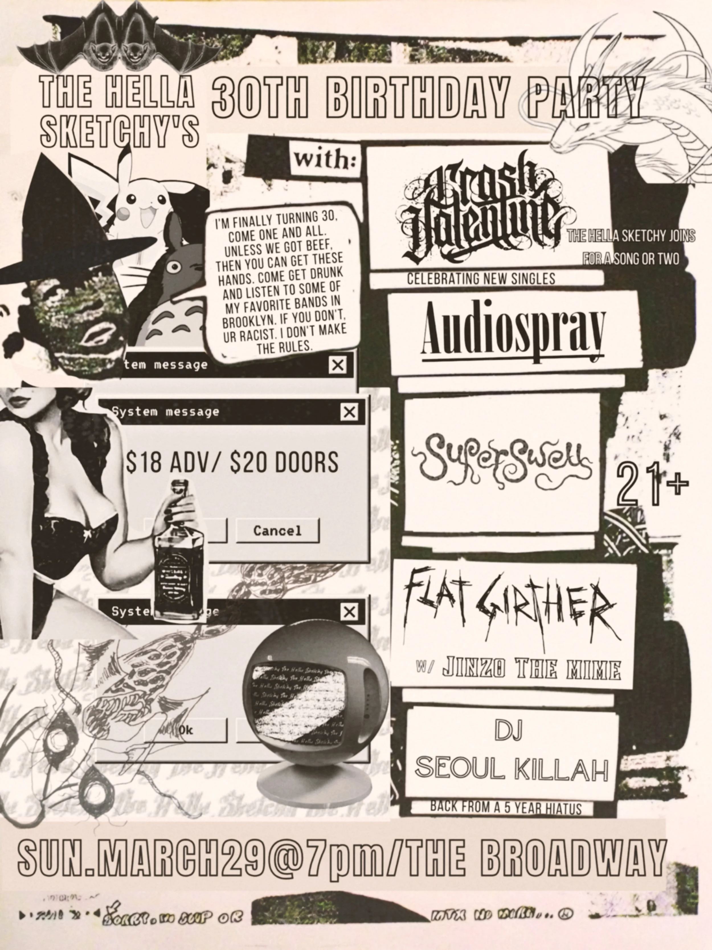 The Hella Sketchy's 30th Birthday Show w/ Crash Valentine, Audiospray & more