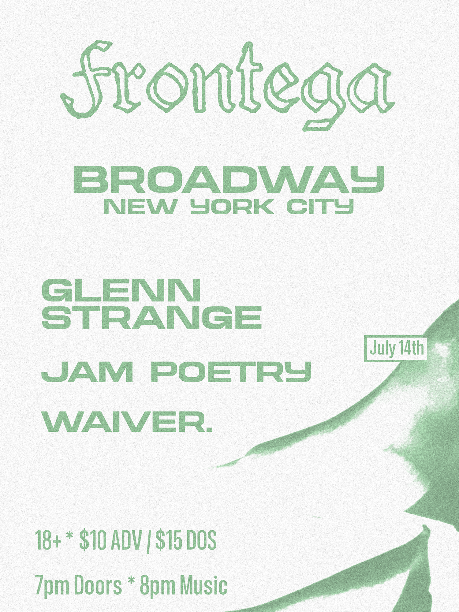 Frontega w/ Glenn Strange, Jam Poetry &amp; WAIVER