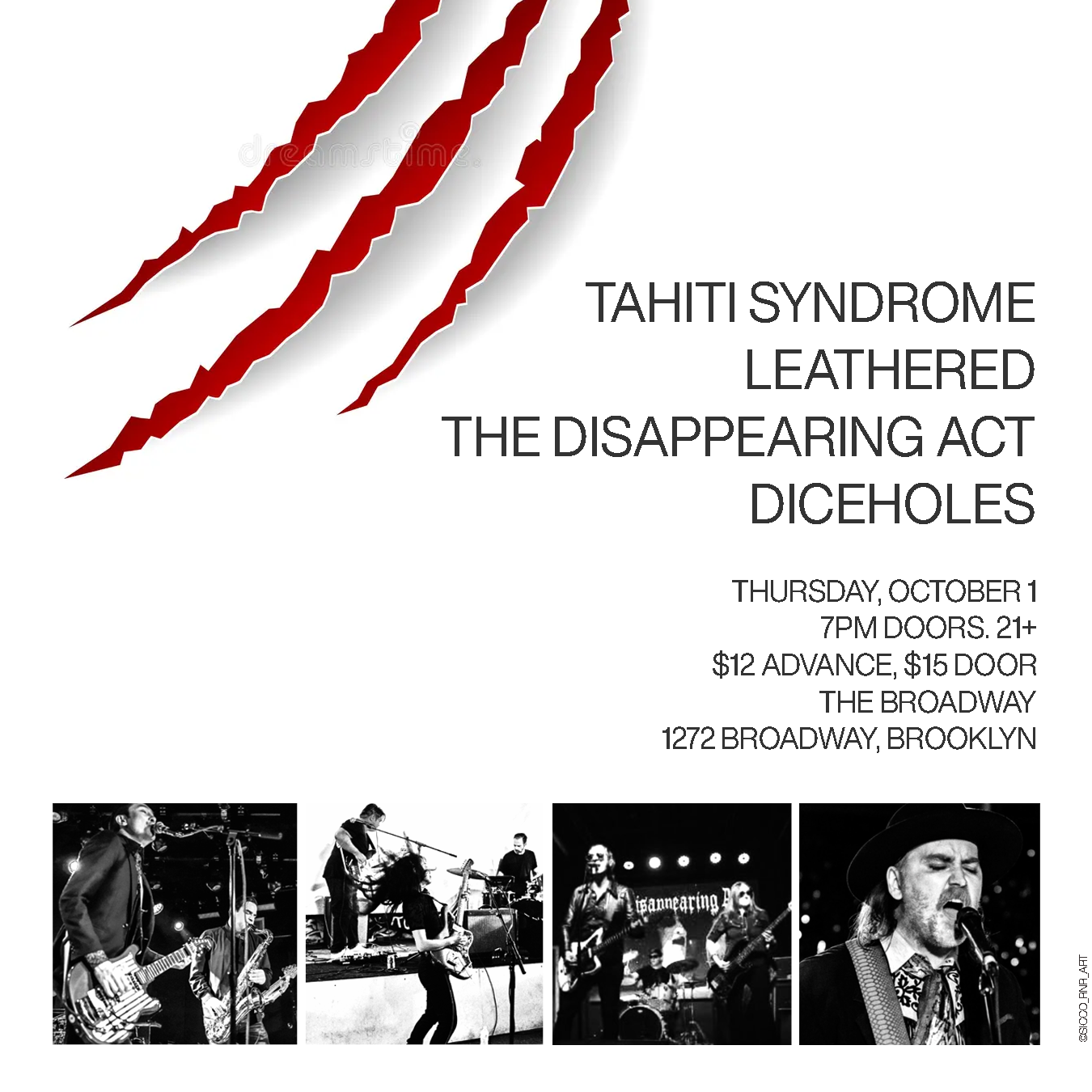 Tahiti Syndrome w/ Leathered, The Disappearing Act + Diceholes