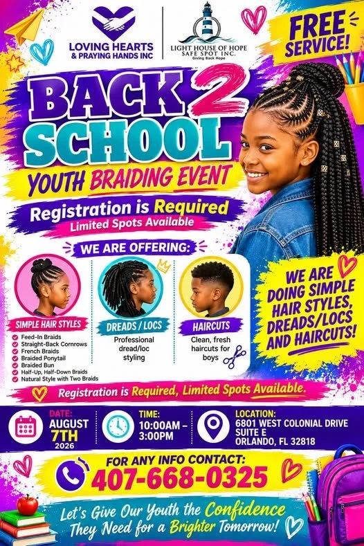 🎒✂️ Back 2 School Youth Braiding Event – Register Today! 📚