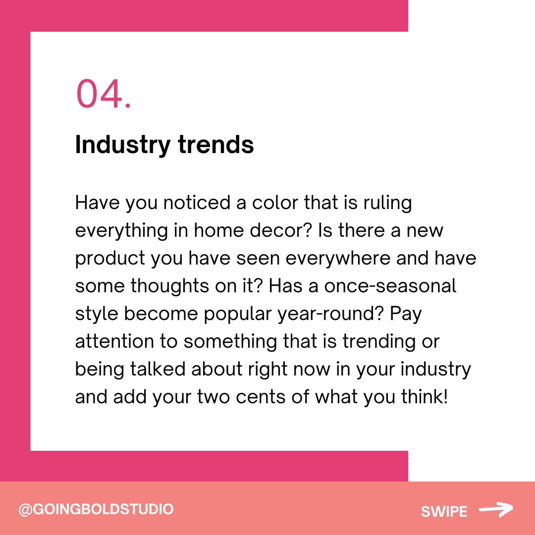 Going Bold Studio | 5 Content Ideas to Post on Instagram When You’re Out of Ideas