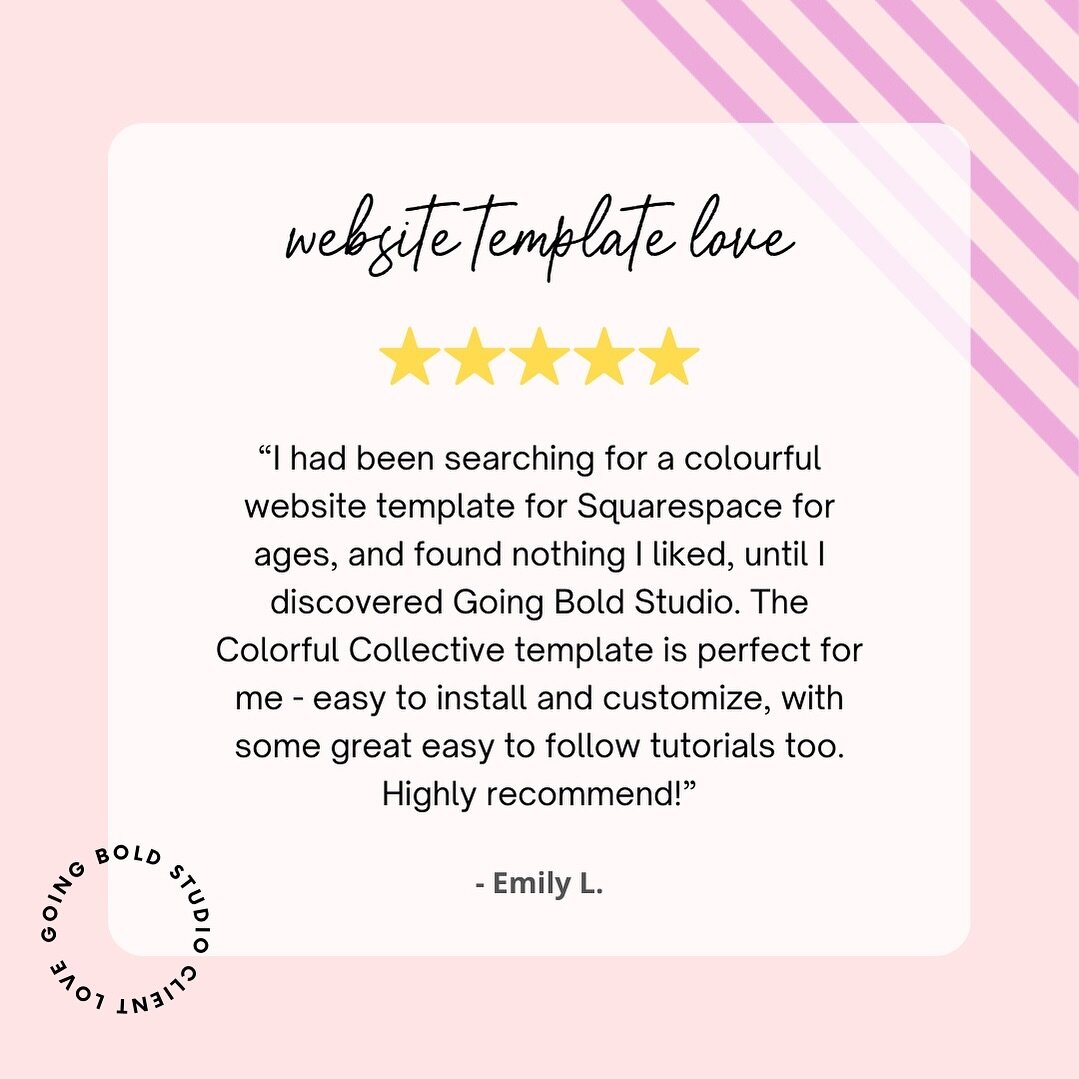 Thank you for the wonderful review Emily! 

Our Colorful Collective Squarespace website template definitely lives up to its name of being colorful! 🌈💕✨

When I designed our website templates I wanted to provide businesses with fun designs that prov