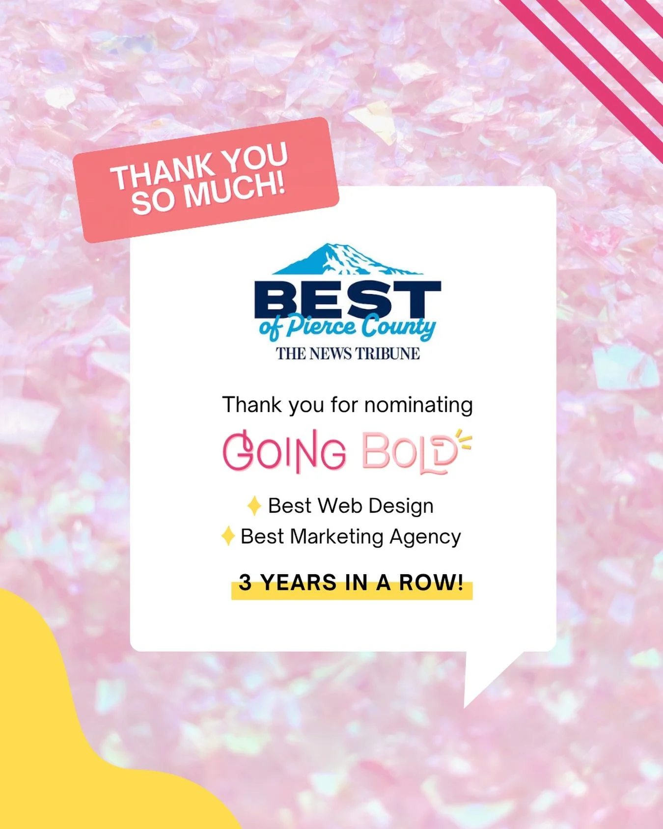 3 years in a row! Say whatttt!?! 😱💗🎉

Seriously feeling the love for being nominated in @thenewstribune&rsquo;s Best of Pierce County for the third year in a row in not just one... but TWO categories!

A huge thank you to everyone who nominated an