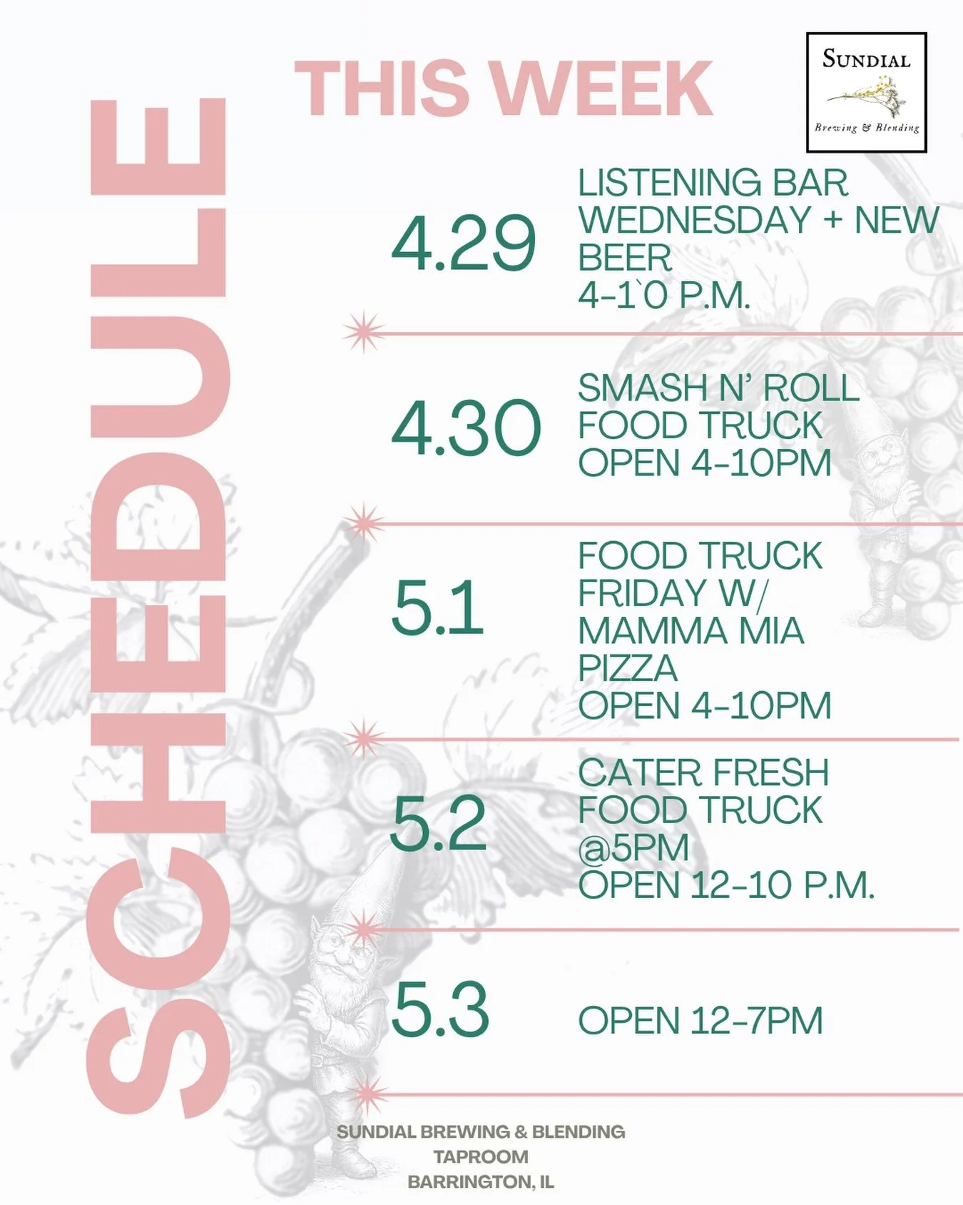 This week! 

New beer, food trucks and beautiful weather. 
Last couple of days to participate in links &amp; drinks as well. 

Cheers!