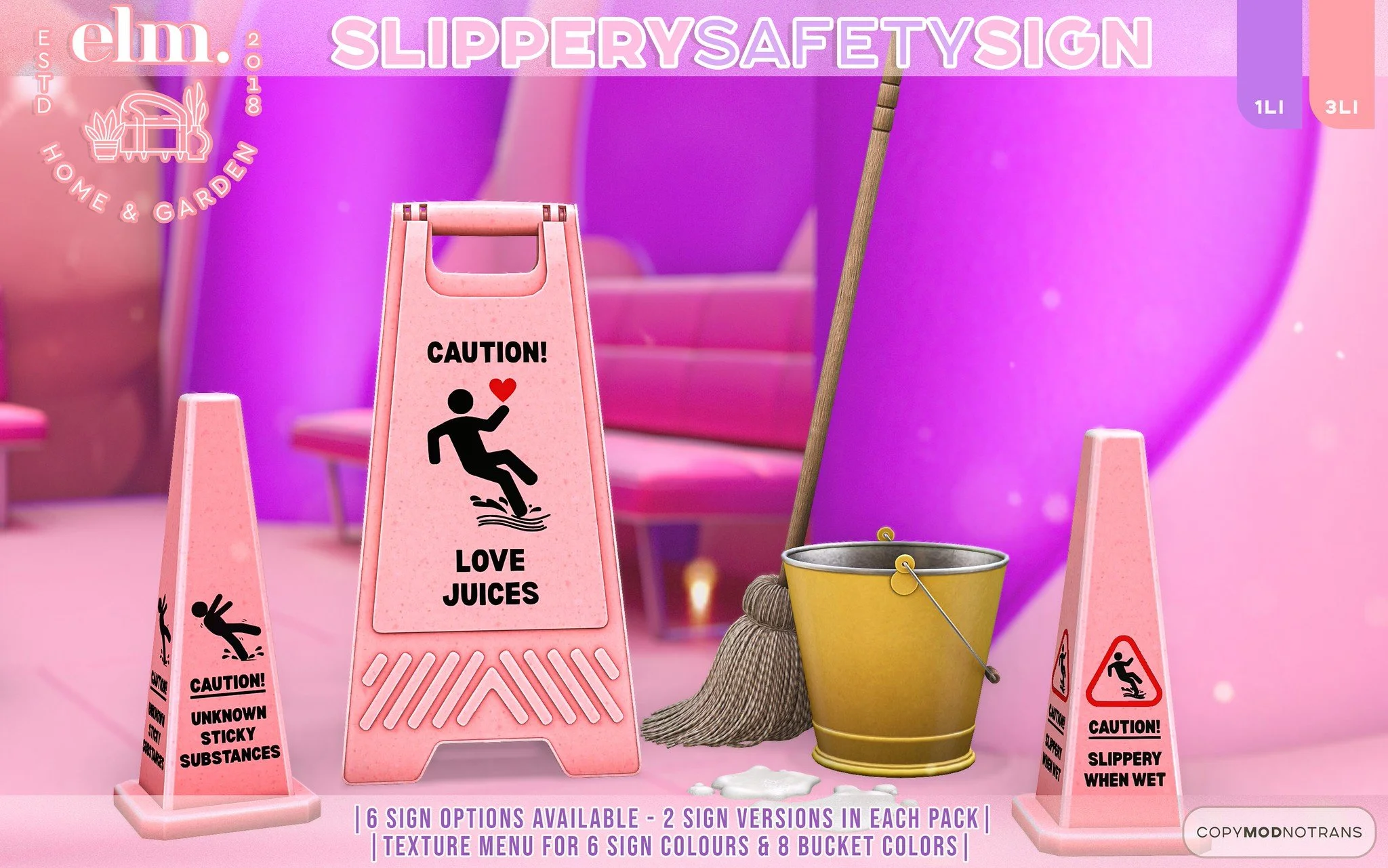 Elm. Slippery Safety Signs
