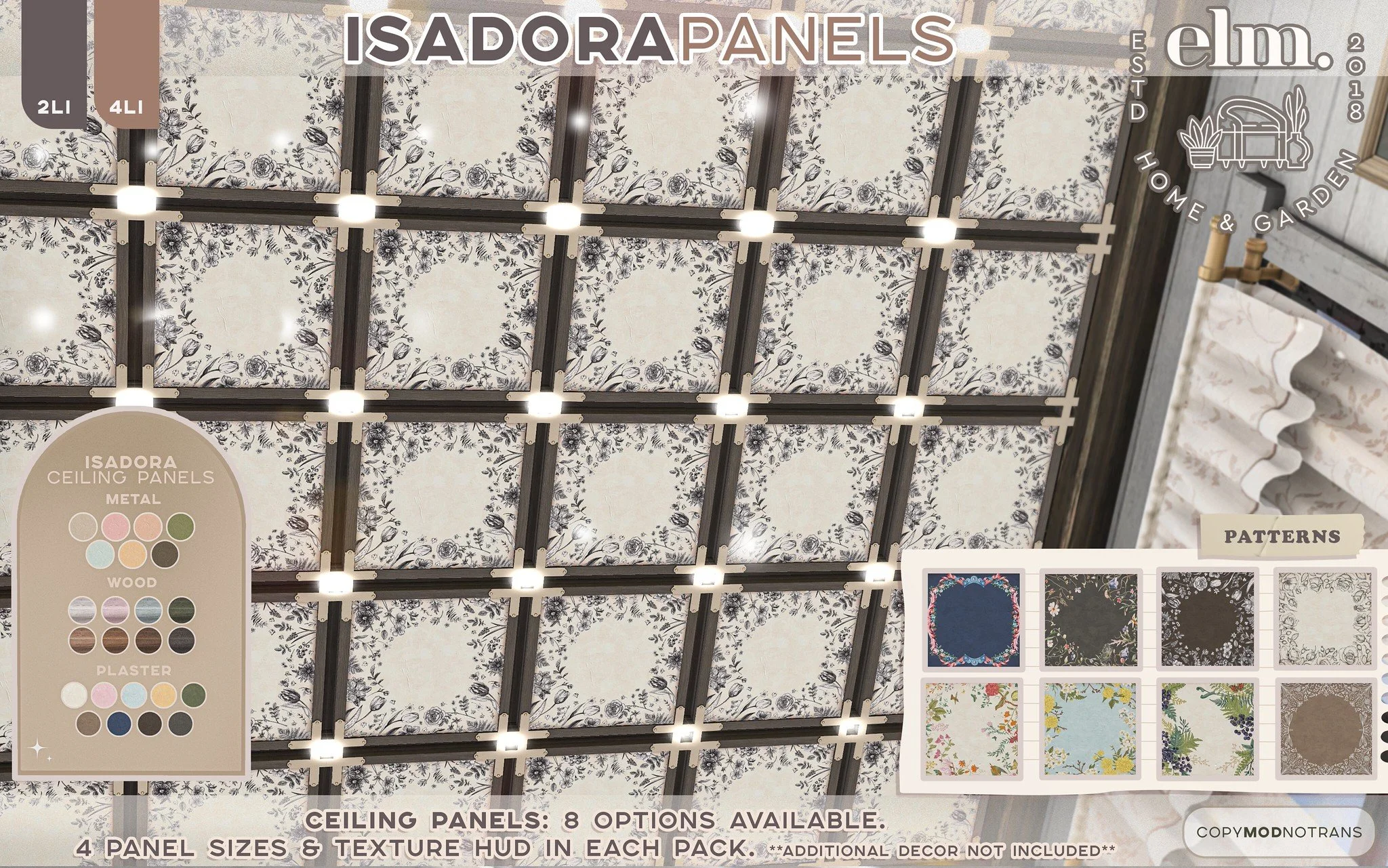 Elm. Isadora Ceiling Panels