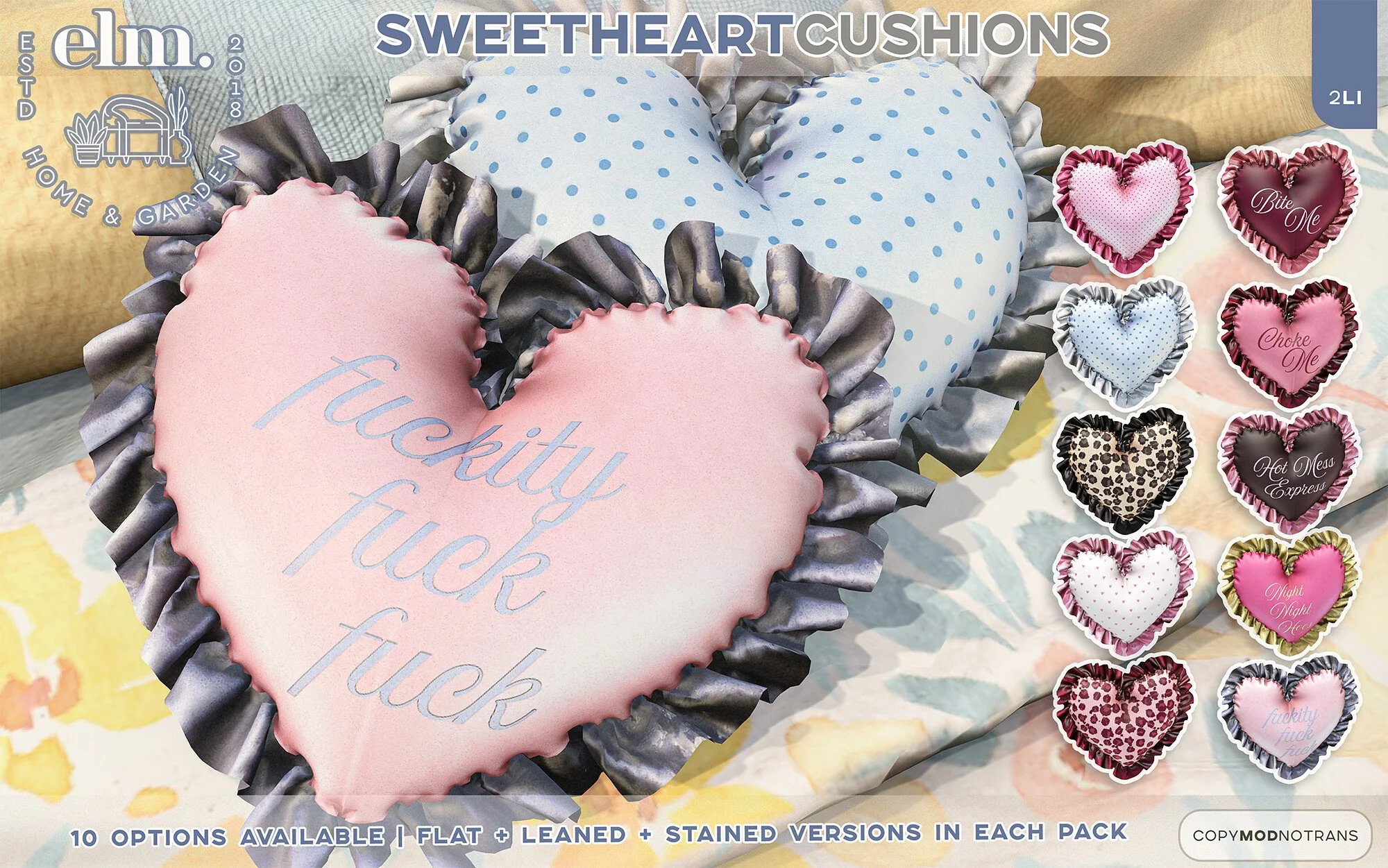 Elm. Sweetheart Cushions