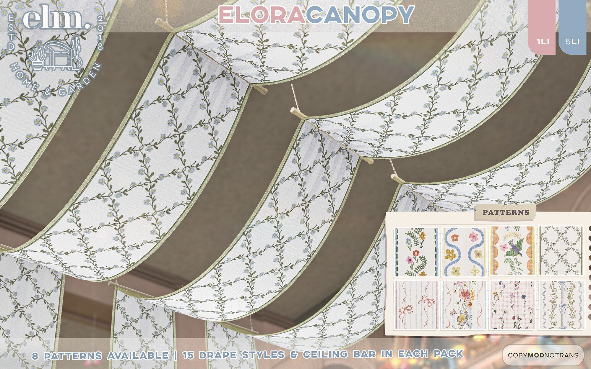 Elm. Elora Canopy Drapes