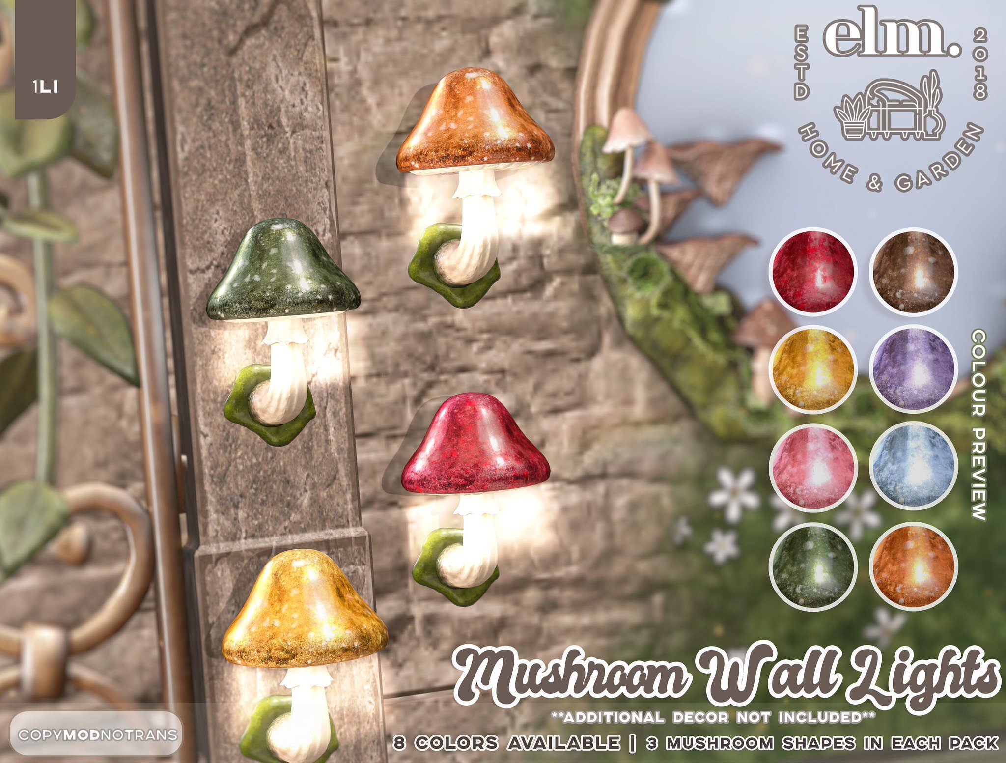 Elm. Mushroom Wall Lights