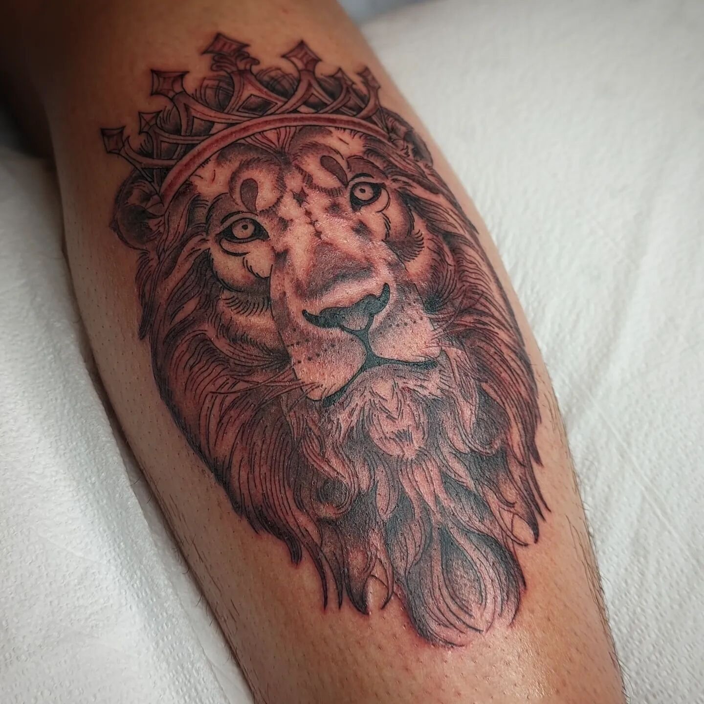 Lion with a crown for Daniel! By @kingramtattoo

#sanssoucitattoo 
#blackandgreytattoo 
#saratogatattoo 
#capitalregiontattoo