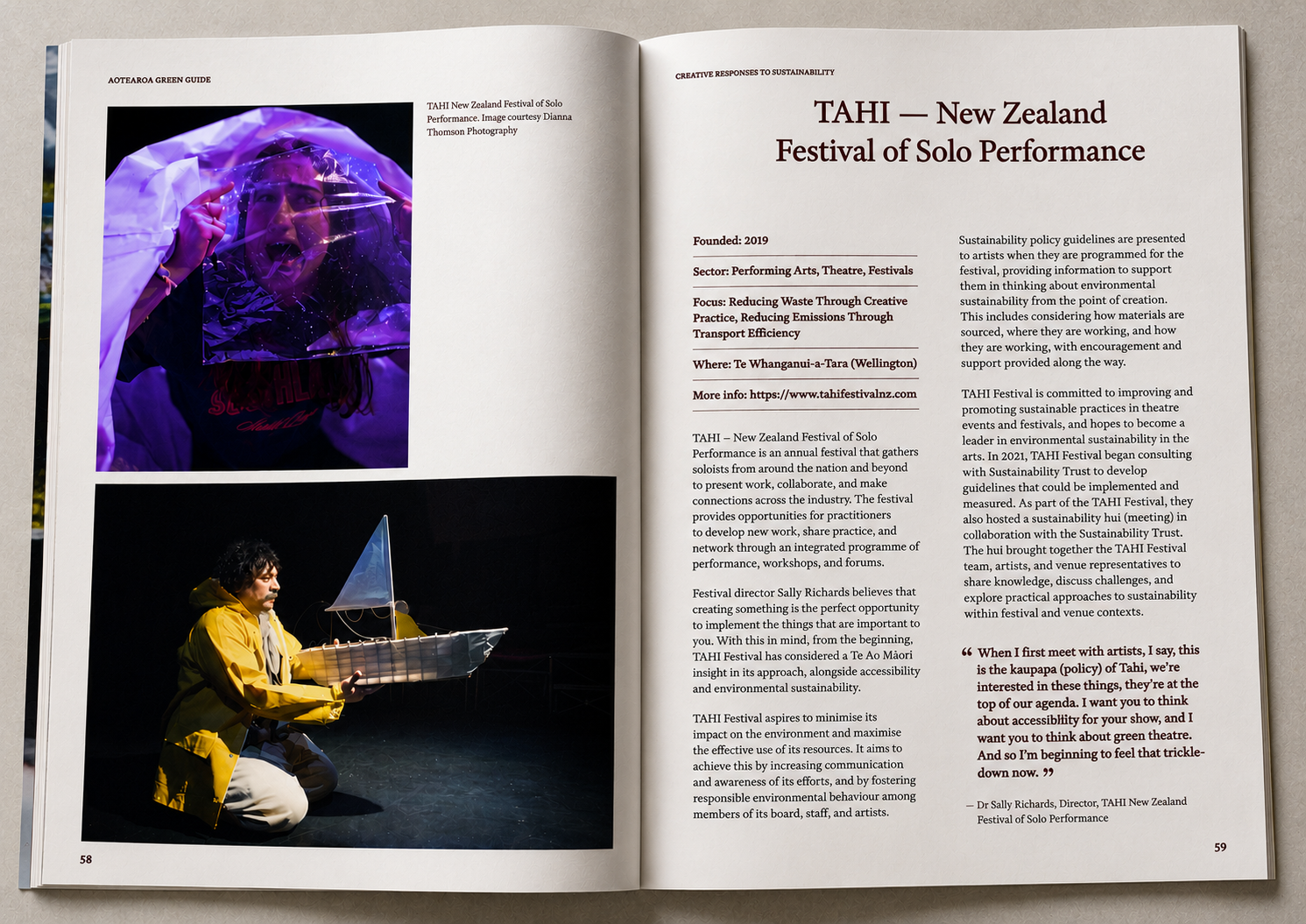 TAHI article in Creative Responses to Sustainability Magazine