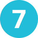 A blue circle with a white number 7 in the center.