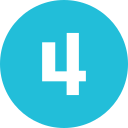 The number 4 set against a solid blue background.