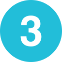 A blue circle with the white number 3 in the center.