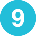 Blue circle with the number nine in white