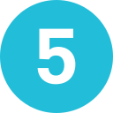 Blue circle with the number 5 in white